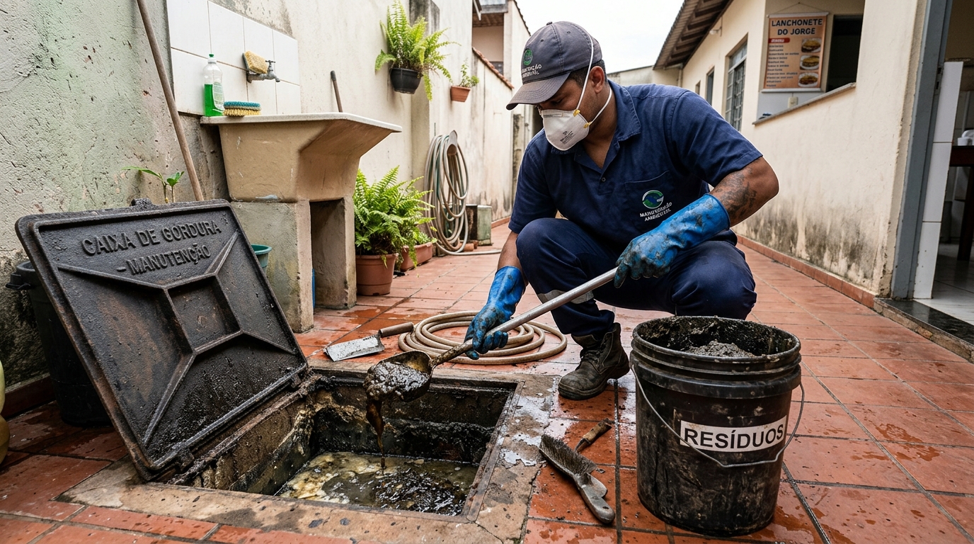 Remoção de lodo de caixa de gordura em Campinas-SP